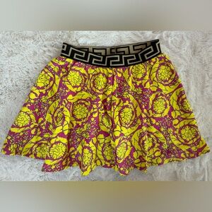 Versace fleece barocco fuchsia yellow skater Skort 12A NWT